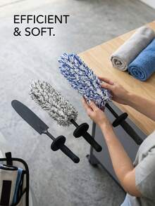 Sikat Roda Mobil Mikrofiber dengan Gagang Panjang Anti Selip, Pembersih Velg Lembut Bebas Gores untuk Detailing Velg Alloy, Alat Pembersih Debu Rem Profesional - A - View 10