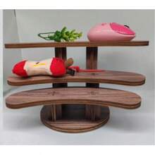 1pc Vintage Carbonized Wood 3-Tier Desktop Organizer / Vertical Storage Rack - View 5