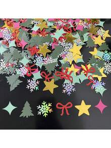 100pcs/Pack Christmas Iridescent Star Confetti, Party Decoration Confetti, Star Snowflake Tree-Shaped Paper Confetti, Holiday Atmosphere Supplies, Tabletop Decoration Confetti, Suitable For Christmas Atmosphere Decoration - Multiple Styles - View 4