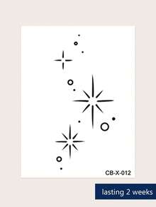 Herbal Juice Semi-Permanent Tattoo Sticker, Minimalist Starburst Pattern, 14-Day Fade-Resistant, Music Festival Party Gift, Arm Shoulder Neck Collarbone Body Temporary Tattoo Sticker, 1pc/Pack - Blue - View 9