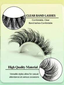 Voluminous Russian Style DD Curl False Eyelashes, Fluffy Synthetic 3D Faux Mink Lashes, Cat Eye Style, Exquisite 8D Full Row Thick Lashes, Lifting Eye Shape Effect, Full & Dense Design, Extended & Thickened Outer Corner, Makeup Lashes, Natural Look, Faux Mink Texture, Realistic Short-Term Lash Extension Effect - Multicolor - View 3