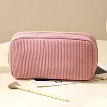 1pc Customizable Makeup Bag, Striped Travel Toiletry Bag, Zippered Cosmetic Bag - Personalized Name, Portable Polyester Cosmetic Storage Bag, Suitable For Travel, School, Dorm Or Home Use, Dorm Essential | Fun Design | Durable Zipper Closure, Toiletry Travel Bag - Multicolor - View 9
