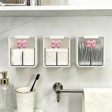 6pcs Cotton Swab Storage Box, Wall Mounted Makeup Pad Storage Box, Suitable For Bathroom, Washbasin, Dressing Table, Miscellaneous Storage Rack, Essential Bathroom Accessories, Makeup Remover Pad Storage Box, Desktop Makeup Pad Storage Box - Multicolor - View 7