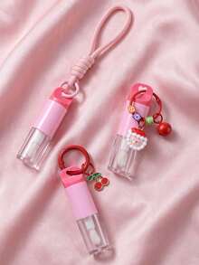 Cute Lip Gloss Tube Keychain With Cherry Santa Claus Lanyard Pendant, Refillable Empty Lip Balm Container, Bag Charm, Sample Storage, Travel Organizer - Multicolor - View 5