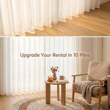 2pcs High Temperature Set-Shaped White Sheer Blinds, Minimalist Modern Style, Natural Drape, Suitable For Living Room, Bedroom, Dining Room, Balcony - White - View 4