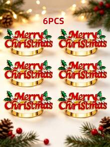 12pcs/6PCS/2PCS Christmas Painted Rhinestone Napkin Rings, Assorted Exquisite Christmas Napkin Rings, Christmas Home Party Table Decor Metal Napkin Rings, Christmas Restaurant Hotel Party Decor - Multicolor - View 27