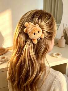2pcs Cute Plush Orange Cat Hair Clips, Cartoon Animal Hair Clips, Soft Hair Accessories For Women And Girls In Autumn/Winter, Sweet Side Bangs Hair Clips, Daily Party Holiday Gift Decoration - Coral Orange - View 2