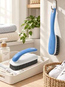 2 Pieces Cleaning Brush Set, Clothes Brush And Shoe Brush Combo With Long Handle Design And Comfortable Grip, Suitable For Daily Garment Care, Shoe Cleaning And Home Organization, Blue White Household Cleaning Tools - / - View 3