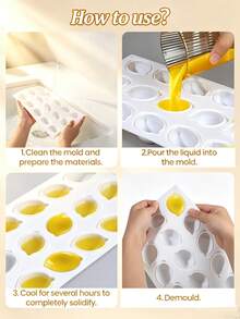 Lemon Silicone Mold 15-Cavity 3D, Non-Stick Baking Pan For Chocolate Fondant Jelly Pudding Cake, Christmas Cake Decorating Mold, Easy Clean Reusable For Family Party DIY Kitchen Baking Supplies - White - View 6