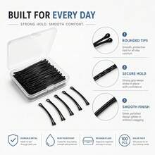 Curved Bobby Pins Flat Bobby Pin Firm Grip Long Bobby Pins For Thick Hair Ball Tip Durable Hair Pins With Clear Storage Box For Salon Daily & Party Hairstyle Styling - Multicolor - View 3