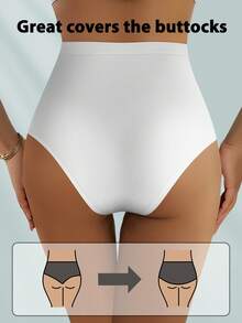 XGDFAY 5pcs/Pack High Waist Tummy Control Side Lace Patchwork Women's Panties, Hip-Flattering Solid Color Triangle Briefs Set - Multicolor - View 3