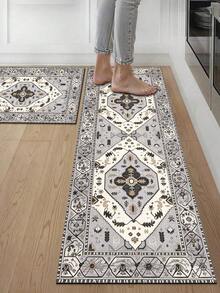 1/2pcs Diatomaceous Earth Bath Mat, Bohemian Floral Pattern Style, Super Absorbent, Non-Slip, Perfect For Bathroom, Kitchen And Dining Room, Quick Drying, Ideal Gift For Home Decor And Bathroom Mat - Multicolor - View 7