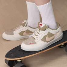 Nike 新款 SB Force 58 男女款輕便低筒運動休閒耐磨跑步板鞋 - 橄欖綠/米褐色 - 查看 4