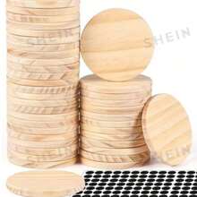 10 Pcs 4 Inch Round Wooden Coasters With Non-Slip Silicone Bottom, For DIY Crafts, Painting, And Engraving - Perfect For Home Decor - A - View 6