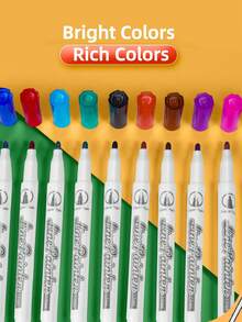48pcs Double-Line Outline Pen, Student Drawing Marker, Fluorescent Pen, Drawing Notebook, Line Drawing Pen. School Start Season, Christmas Drawing, Halloween Drawing, Student Supplies. - Sets - View 3