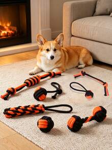 3/4/7 Piece Halloween, Halloween Toys, Dog Rope Chew Toy Set, Rope Chew Toys, Puppy Interactive, Puppy Teething, Cleaning, Puppy Training Teeth, Machine Washable, Ultra Durable, Great For Agility Training, Pulling - Multicolor - View 1