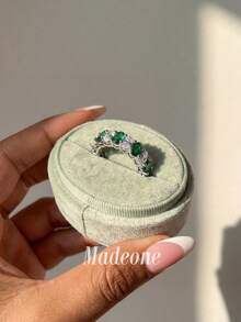 MADEONE 1件極簡幾何水鑽戒指，基礎珠寶，適合女性，優雅禮物，完美適用於女孩生日、舞會及其他場合 - 款式1 - 查看 3