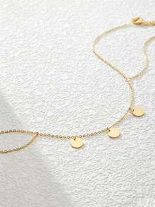 SYMFNY 1pc Minimalist 925 Sterling Silver Three Tiny Disc Charms Foot Anklet For Women Summer Beach Wedding Jewelry Gift - Yellow Gold - View 2