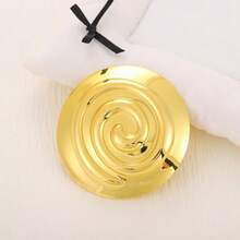 1pc Vintage 18K Gold Stainless Steel Spiral Brooch Pin, Geometric Round Large Brooch, Coat & Suit Accessory - Gold - View 3