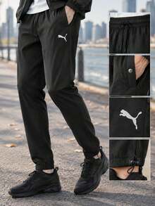 Puma Men's Soft Knit Long Pants TeamRISE Poly Training Pants Minimalist Lightweight Comfortable Soft 657390-03 - Black-puma White - View 4