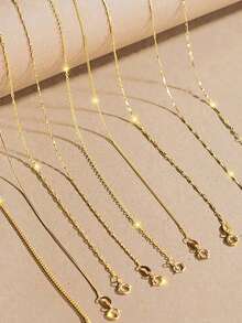 1pc Minimalist Design Layered S925 Sterling Silver Necklace, Delicate Jewelry, Suitable For Daily Wear, Gift - Gold - View 1