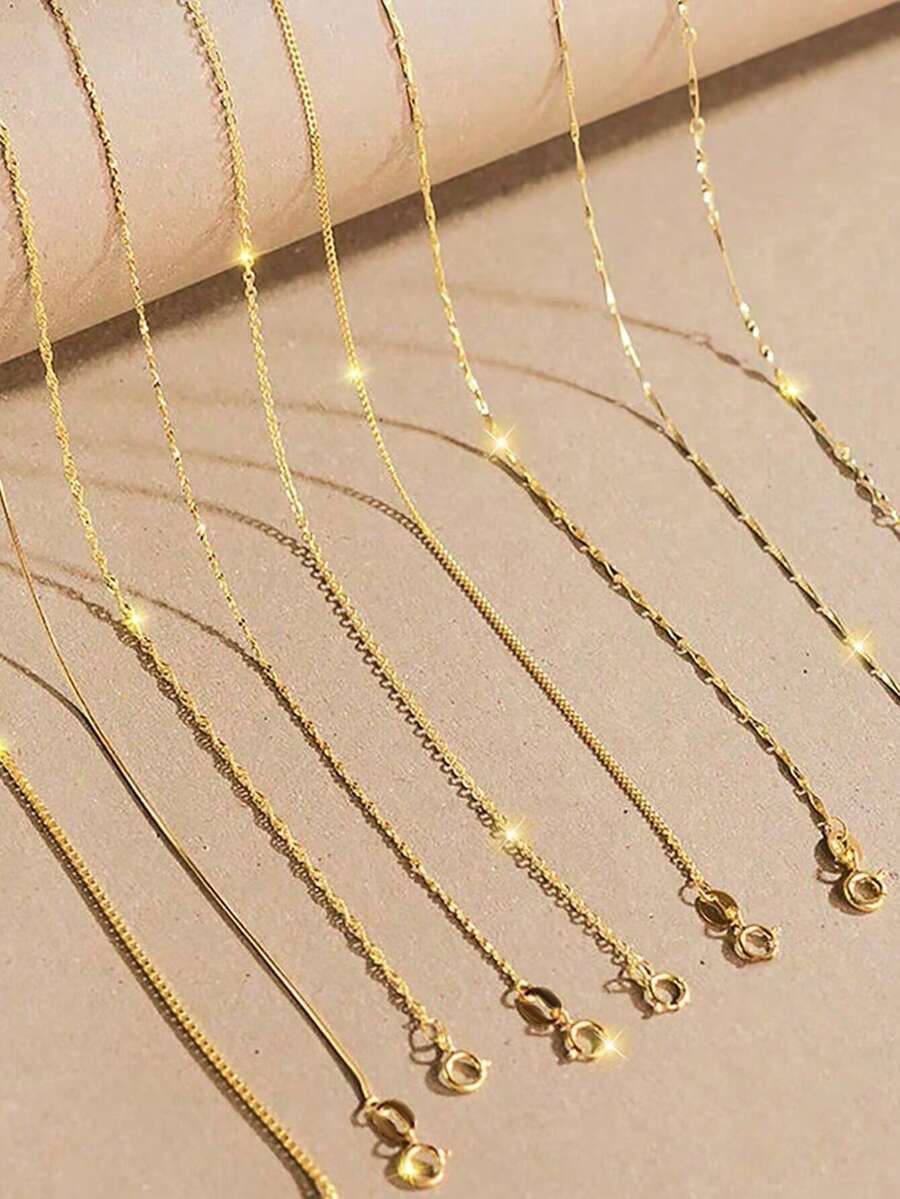 1pc Minimalist Design Layered S925 Sterling Silver Necklace, Delicate Jewelry, Suitable For Daily Wear, Gift - Gold - View 1