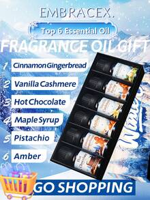 EMBRACEX. 6pcs/1 Set 10ml Winter Essential Oil Set, Warm Scent, Suitable For Diffuser/Humidifier, Winter Atmosphere, Aromatherapy Candle, Romantic Scent, Thanksgiving/Christmas Gift, Multiple Fragrances Available - Winter Set - View 2