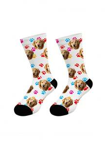 1 Pair Of Custom Socks,Custom Face Socks,Pattern Personalized Photo Socks, Put Any Face On The Socks, Best Gift For Friend Funny Socks,Cute,Pat,Dog - Multicolor - View 6
