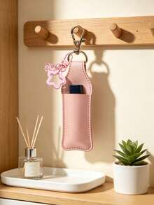 Sweet Style PU Leather Lipstick Keychain, Bag Charm Accessory, Paired With Transparent Bear And Star Candy Charms. Built-In Card Slot For Lipstick/Lip Balm, Lobster Clasp Design For Easy Attachment To Bag Exterior, Convenient For Quick Access. Exquisite Design With Full Girly Vibe, Compact And Space-Saving, Both A Storage Organizer And A Beautiful Bag Decoration Charm. - Multicolor - View 6