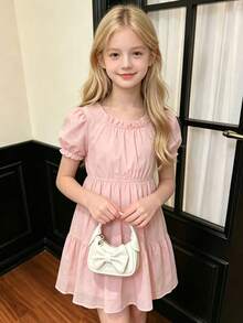 1pc Girl's Bowknot PU Leather Zipper Closure Handbag, Heart-Shaped Metal Decor, Mini Versatile Cosmetic Bag, Suitable For All Seasons Daily Use - A - View 5