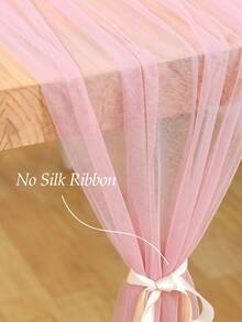 1pc/5pcs Set Light Pink Sheer Mesh Table Runner, Cheesecloth For Wedding Party Dining Table Decor, Rustic Table Runner For Bridal Shower, Birthday, Home Party Supplies - Light Pink - View 5