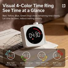 SULVGO Visual Timer Pomodoro Clock, 4-Color Ring Countdown Timer, Suitable For Children's Learning, Silent Ticking Focus Timer, With Magnetic Stand, Rechargeable Digital Timer, Applicable For Classroom, Office, Kitchen - minimalist style - View 7
