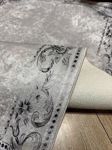 Digitally Printed Non-Slip Washable Runner And Area Rug, Modern Design | Modern, Scandinavian, Bohemian And Classic Styles | 100% Polyester - Light Grey - View 2
