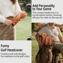 1Pc Orange Tiger Stripe Embroidered Wood Headcover, Pu Club Protective Cover For Driver Fairway Hybrid - Multicolor - View 4
