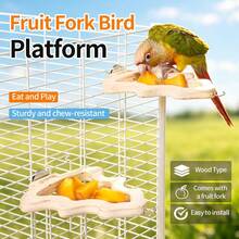 ITANDME Bird Perch Platform, Multifunctional Bird Perch With Fruit Fork, Parrot Perch Suitable For Budgerigars, Lovebirds, And Sun Conures - View 3