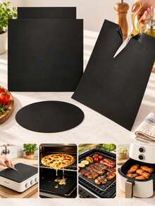 1/2pcs Oven Liners, Suitable For Home And Outdoor Grilling, Easy To Clean Oven/Stove Bottom Protection Mat, Non-Stick Heat-Resistant Baking Mat, Durable Thick Oven Mat, Stove Protector, Grill Mat, Spill-Proof Mat, Oven And Microwave Mat, Kitchen Supplies, Heat-Insulating Mat, DIY Desserts, Kitchen Tools - Multicolor - View 3