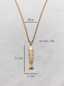 1pc Stainless Steel Exaggerated Fishbone Twist Chain Necklace Unisex Daily Wear Festival Wear Niche Luxury Gift - Photo Box - View 9