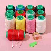 EDCUEBE7 1set Mini Hand Sewing Repair Kit, 3 Rolls Sewing Thread(Black/White/Red), 16pcs Large‑Eye Needles, Needle Threader & Metal Thimble, Compact Clear Storage Case For Home Travel DIY Sewing Supplies - Multiple Styles - View 4