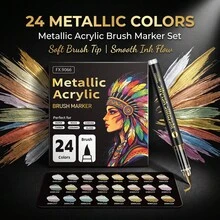 24/36/48 Colors Metallic Markers Set, Suitable For Glass Cups, Stone Painting, Black Paper Writing, Greeting Card Making, Scrapbooking & DIY Photo Albums - Direct-flow Metal Marker - View 10