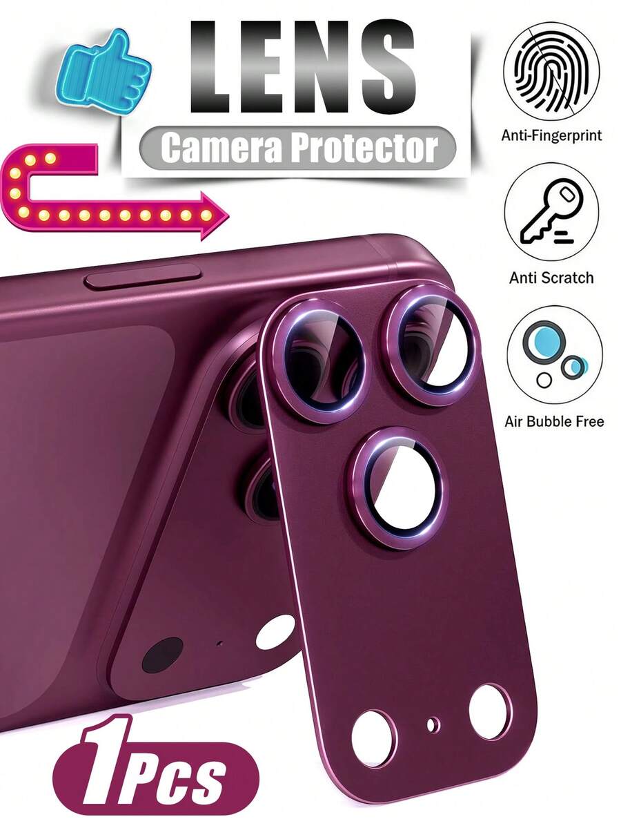Fashion Armored Phone Rear Camera Lens Protection Film, Compatible With Apple 18 Pro Max/18 Pro, Tempered Glass Camera Lens Protector - Scratch Resistant, Fingerprint Resistant, Full Coverage, Easy Installation Applicable To Daily Shield, Office, Home Daily Shield Office Home Phone Camera Cover Waterproof Shockproof Anti-Fall - Burgundy - View 1