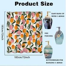 1pc Cartoon Peach Pattern Shower Curtain, Waterproof Polyester Fabric Shower Curtain, With 12 Hooks, 72"W X 72"H, Bathroom Decor, Bathroom Accessories - Orange - View 2