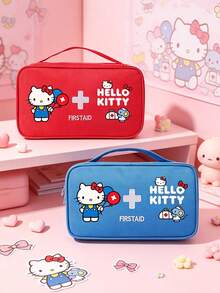 SANRIO Hello Kitty Print Large Capacity Emergency First Aid Pouch, Multi-Pouch Travel Storage Bag With Zipper & Handle, Portable Organizer For Home & Outdoor - Multicolor - View 1