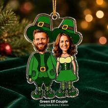 1pc Personalized Couple Christmas Ornament, Fun Custom Face Photo Ball, Acrylic Santa Claus Elf Holiday Keepsake, Couple Gift, Christmas Tree Decoration, Christmas Gift - Multicolor - View 10