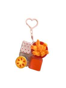 1pc Cute Fried Chicken Bucket Polka Dot Keychain With Button Cap Pendant, Bag Accessory, Suitable As A Gift For Friends - Multicolor - View 4