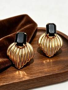 1 Pair Exaggerated Geometric Rhinestone Stud Earrings For Women, European And American Style - Multicolor - View 3