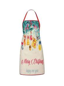 2Pcs Christmas Couple Apron Set, Candy Cane Ginger House Xmas Ornament Bell Gift Printed Adjustable Bib Apron, Holiday Kitchen Cooking Baking Apron For Family Party Christmas New Year Gift - Multicolor - View 6