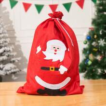 1pc Gold Velvet Santa Claus Mask Backpack With Straps, High-End Drawstring Gift Bag Large Capacity Christmas Present Pouch, Creative Holiday Party Gift Storage Bag, Christmas Gift Packaging & Decoration Supplies - Multicolor - View 14