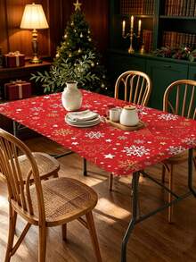 1pc Christmas Element Elastic Band With Elastic Edge, Rectangular Design, Non-Slip Elastic, Waterproof, Oil-Resistant, Scratch-Resistant, Suitable For Dining Table, Folding Table, Kitchen, Party, Picnic, Camping And Home Decor. - Multicolor - View 8