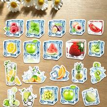 33pcs Cute Fruit Ice Account Stickers Stationery For Phone Scrapbook Laptop Suitcase Guitar DIY Vintage Aesthetic Creative - Grid - View 2