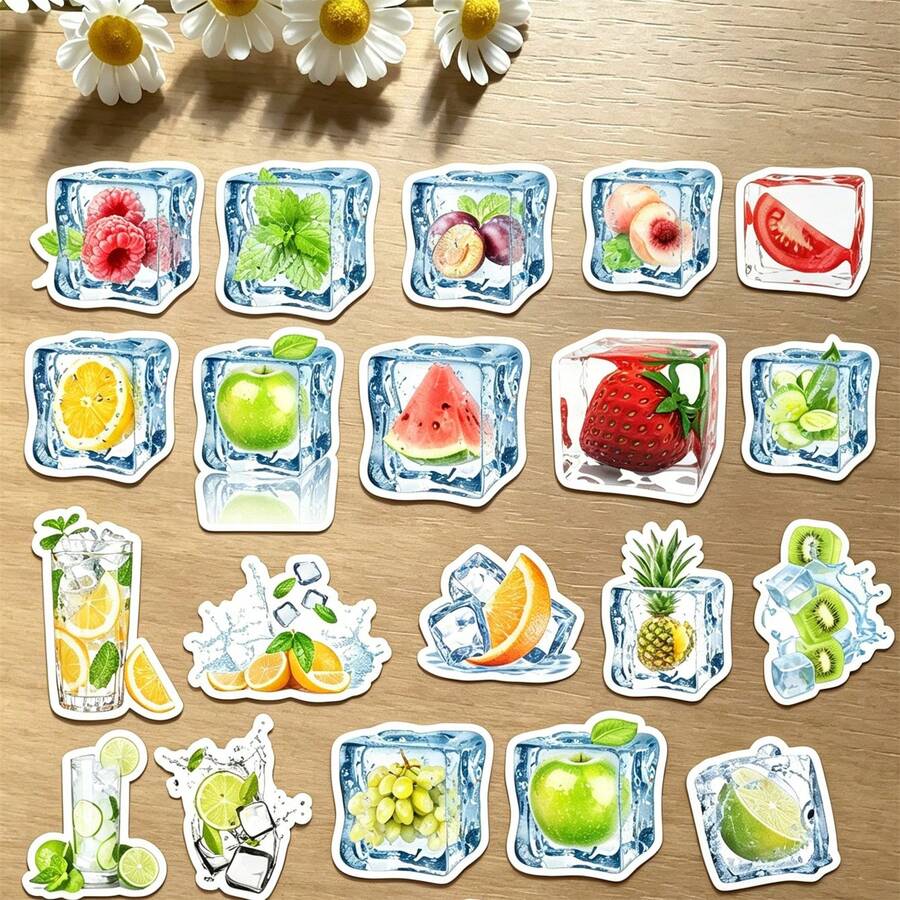 33pcs Cute Fruit Ice Account Stickers Stationery For Phone Scrapbook Laptop Suitcase Guitar DIY Vintage Aesthetic Creative